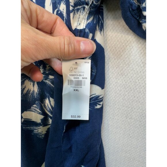 Old Navy Mens Short Sleeve Button Up Shirt Sze XXL Blue Floral Casual Summer NWT - Picture 6 of 15